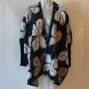 The Tellier Black and Cream Butterfly Women's Sweater NWT